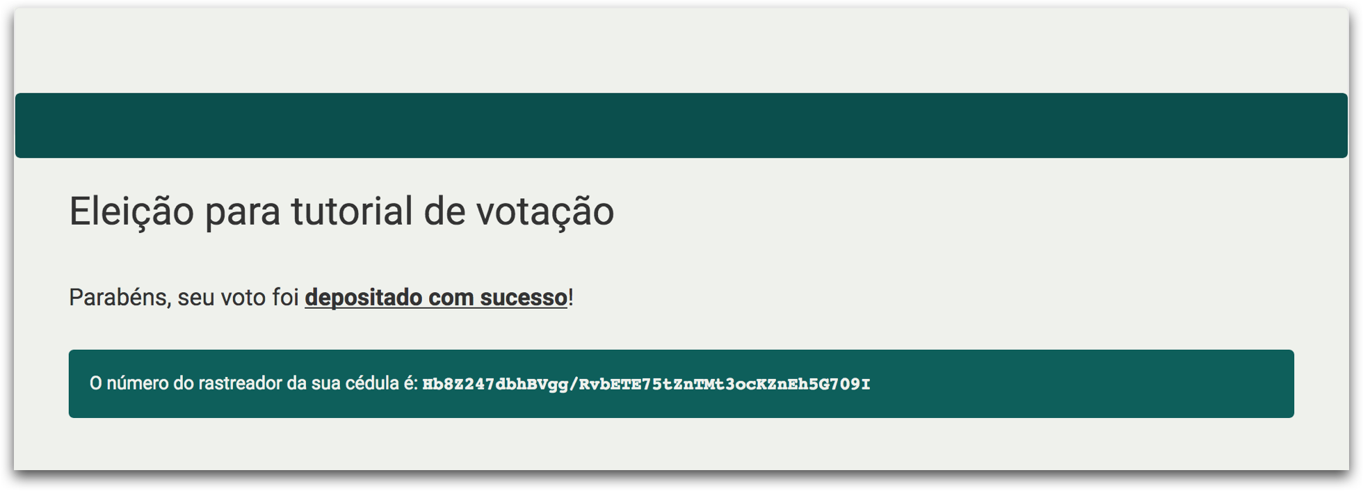 Voto depositado com sucesso